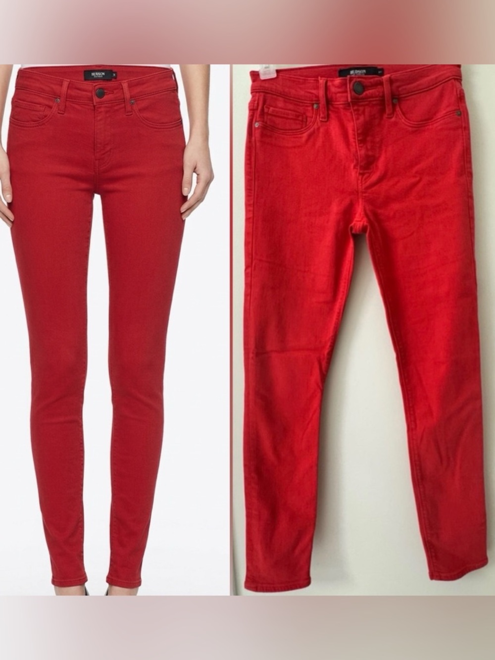 Hudson Jeans Nico Mid-Rise Super Skinny Jeans in Red 27